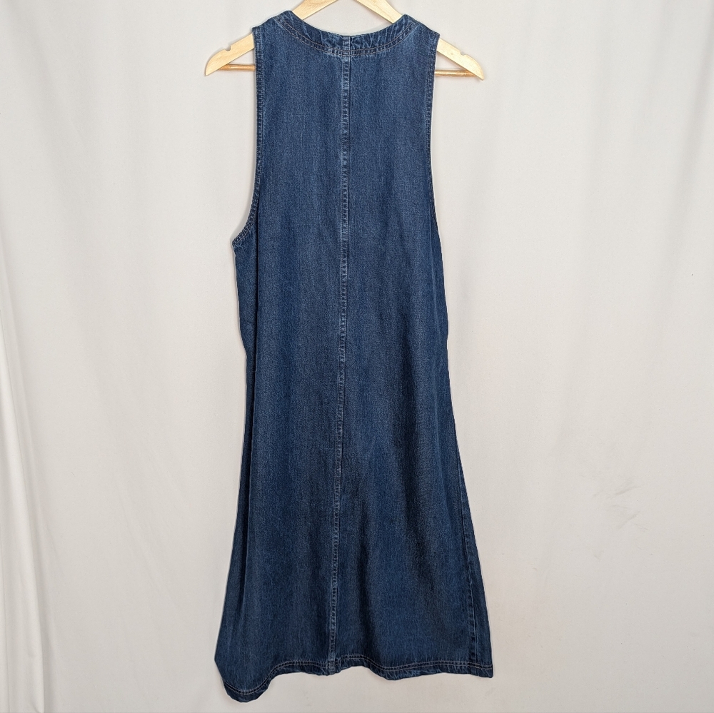 Denim Sleeveless A-Line Midi Dress - Picture 2 of 9